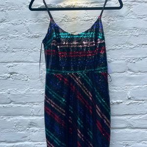 Scoopneck mini multicolor sequins dress